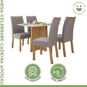 Ver imagem 3 de Conjunto Sala de Jantar 4 Lugares Retangular Tampo Vidro/MDF 120cm Mesa Celebrare Cadeiras Apogeu Marrom Amêndoa Clean/Off White/ Capuccino