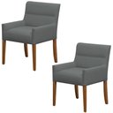 Ver imagem 1 de Kit 2 Cadeiras para Mesa de Jantar Angel Base Madeira Corano Cinza - Nexta Casa