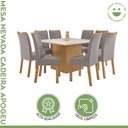 Ver imagem 2 de Conjunto Sala de Jantar 8 Lugares Quadrada Tampo Vidro/MDF Mesa Nevada com Cadeiras Apogeu