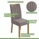 Ver imagem 7 de Conjunto Sala de Jantar 8 Lugares Quadrada Tampo Vidro/MDF Mesa Nevada com Cadeiras Apogeu Marrom Amêndoa Clean/Off White/ Capuccino