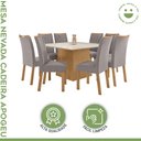 Ver imagem 2 de Conjunto Sala de Jantar 8 Lugares Quadrada Tampo Vidro/MDF Mesa Nevada com Cadeiras Apogeu Marrom Amêndoa Clean/Off White/ Capuccino