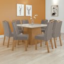 Ver imagem 1 de Conjunto Mesa 130cm Nevada com Vidro Plus com 8 Cadeiras Venus Bege Amêndoa Clean/Off White/Cinza
