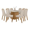 Ver imagem 2 de Conjunto Mesa 130cm Nevada com Vidro Plus com 8 Cadeiras Venus Bege Amêndoa Clean/Off White/Bege