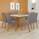 Ver imagem 1 de Conjunto Mesa 130cm Nevada com Vidro Plus com 8 Cadeiras Venus Marrom Amêndoa Clean/Off White/Capuccino