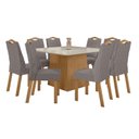 Ver imagem 2 de Conjunto Mesa 130cm Nevada com Vidro Plus com 8 Cadeiras Venus Marrom Amêndoa Clean/Off White/Capuccino