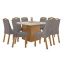 Ver imagem 2 de Conjunto Sala de Jantar 8 Lugares Quadrada Tampo Vidro/MDF Mesa Nevada e Cadeiras Vênus