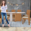 Ver imagem 5 de Conjunto Sala de Jantar 6 Lugares Retangular Tampo Vidro/MDF Mesa Astrid com Cadeiras Athenas Marrom Amêndoa Clean/Off White/ Creme