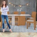 Ver imagem 5 de Conjunto Sala de Jantar 6 Lugares Retangular Tampo Vidro/MDF Mesa Astrid com Cadeiras Athenas Bege Amêndoa Clean/Off White/Bege