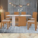 Ver imagem 1 de Conjunto Sala de Jantar 6 Lugares Retangular Tampo Vidro/MDF Mesa Astrid com Cadeiras Athenas