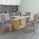 Ver imagem 1 de Conjunto Sala de Jantar 6 Lugares Retangular Tampo Vidro/MDF Mesa e Cadeiras Apogeu