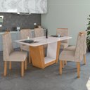 Ver imagem 1 de Conjunto Sala de Jantar 6 Lugares Retangular Tampo Vidro/MDF Mesa Apogeu com Cadeiras Astrid
