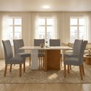 Ver imagem 1 de Conjunto Sala de Jantar 6 Lugares Retangular Tampo Vidro/MDF Mesa Astrid com Cadeiras Apogeu