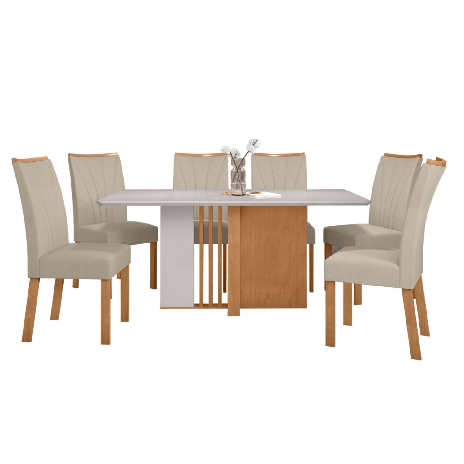 Conjunto Mesa 170cm Astrid com Vidro e 6 Cadeiras Apogeu - 2