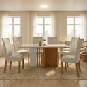 Ver imagem 1 de Conjunto Sala de Jantar 6 Lugares Retangular Tampo Vidro/MDF Mesa Astrid com Cadeiras Apogeu