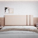Ver imagem 2 de Painel Cabeceira Atenas Detalhe em Couro Linho Estofado Luxo:bege
