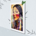 Ver imagem 1 de Quadro Decorativo Índia Nativa + Vidro 33x25 Escritório Sala:branco
