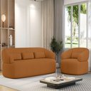 Ver imagem 1 de Conjunto Poltrona e Sofá Living Orgânico Duomo 1,30m Boucle Just Time
