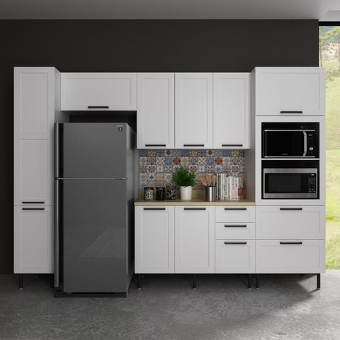 Cozinha Completa Modulada 100% Mdf Branco 6 Peças Cz3300