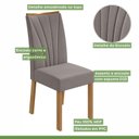 Ver imagem 7 de Conjunto Sala de Jantar 4 Lugares Retangular Tampo Vidro/MDF Mesa e Cadeiras Apogeu Marrom Amêndoa Clean/Off White/ Capuccino