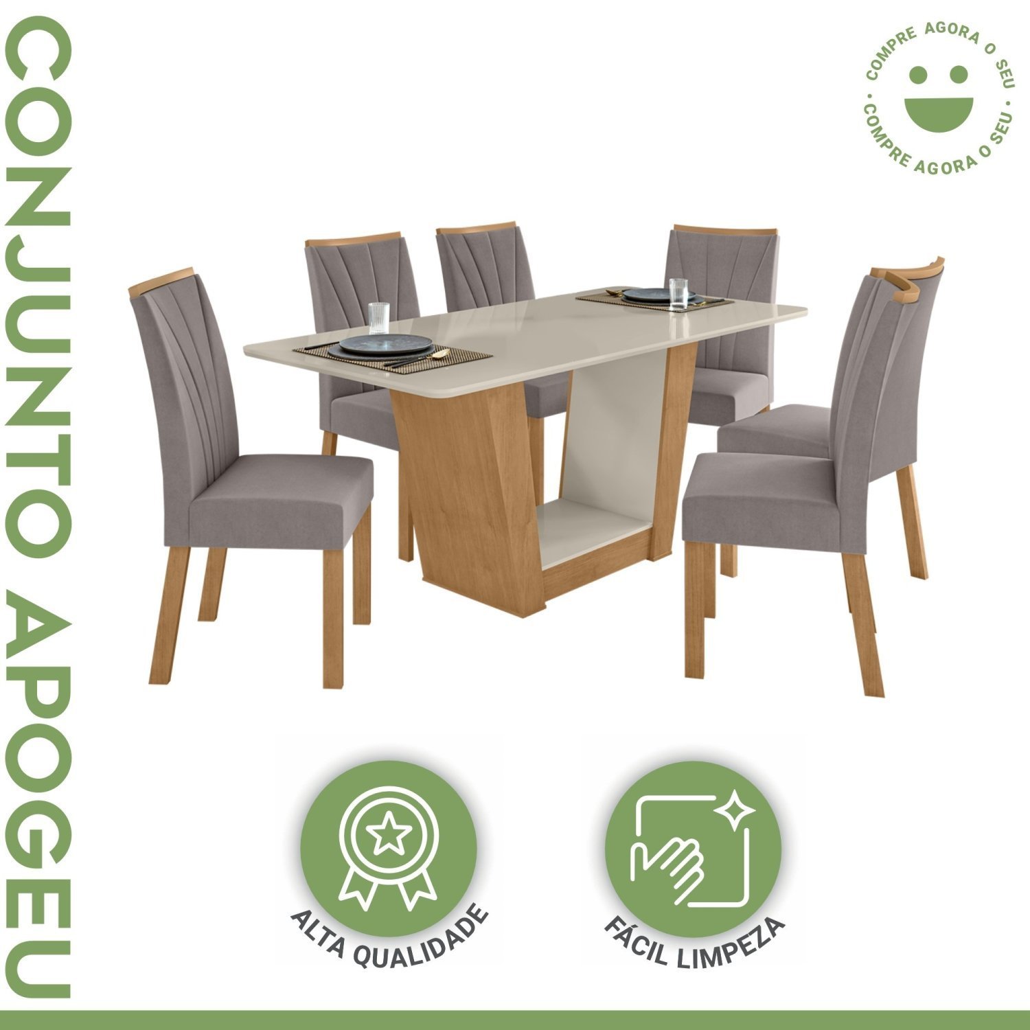 Conjunto Mesa 170cm Apogeu com 6 Cadeiras Apogeu - 15