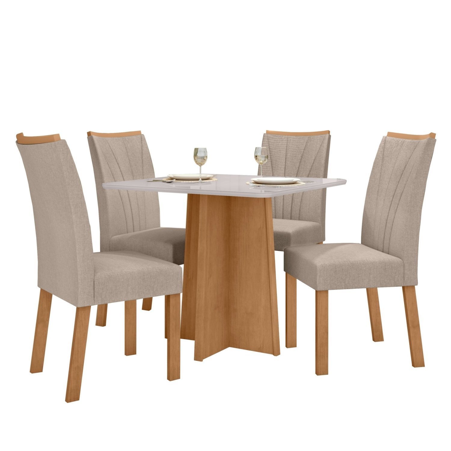 Conjunto Mesa 90cm Celebrare com Vidro e 4 Cadeiras Apogeu - 2