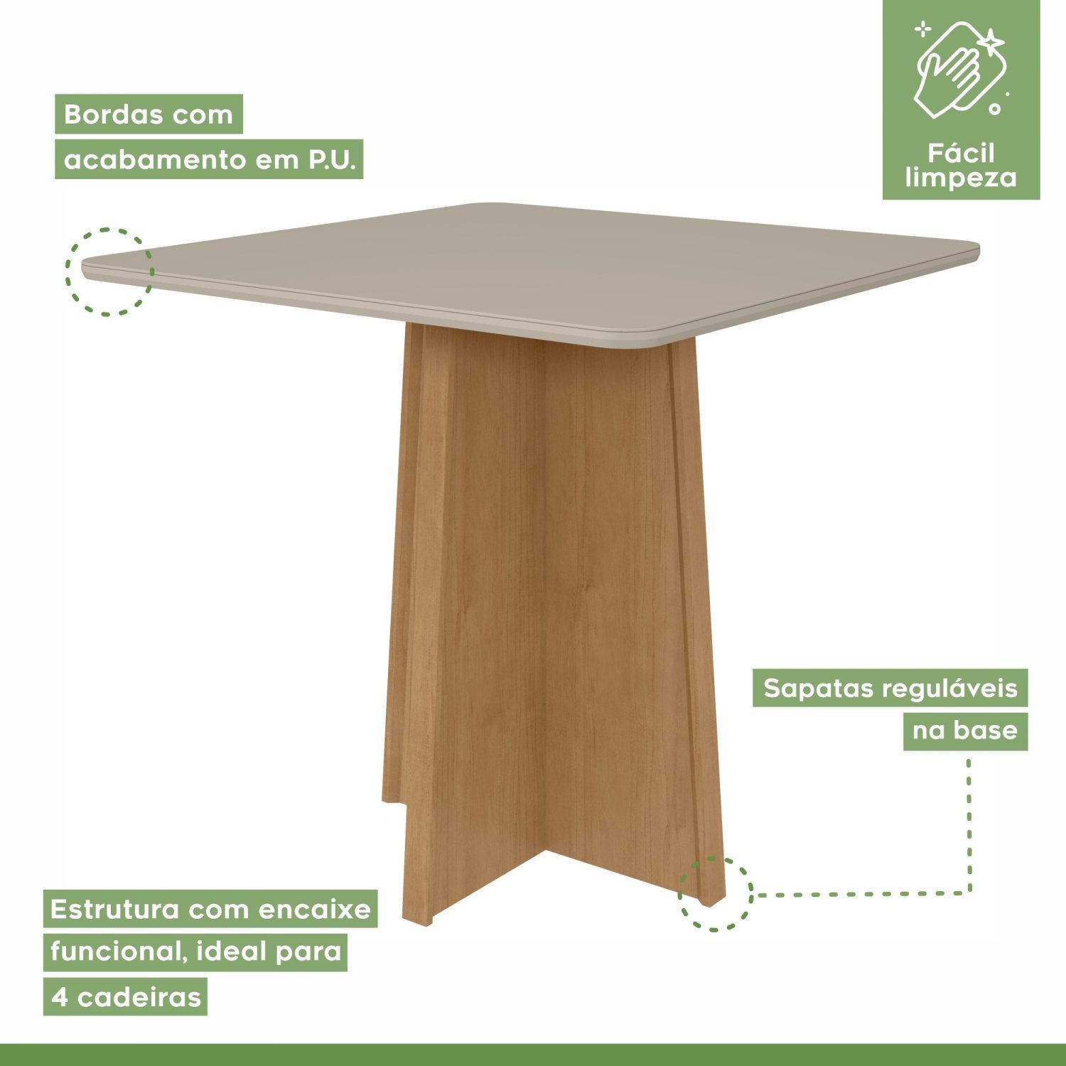 Conjunto Mesa 90cm Celebrare com Vidro e 4 Cadeiras Apogeu - 11