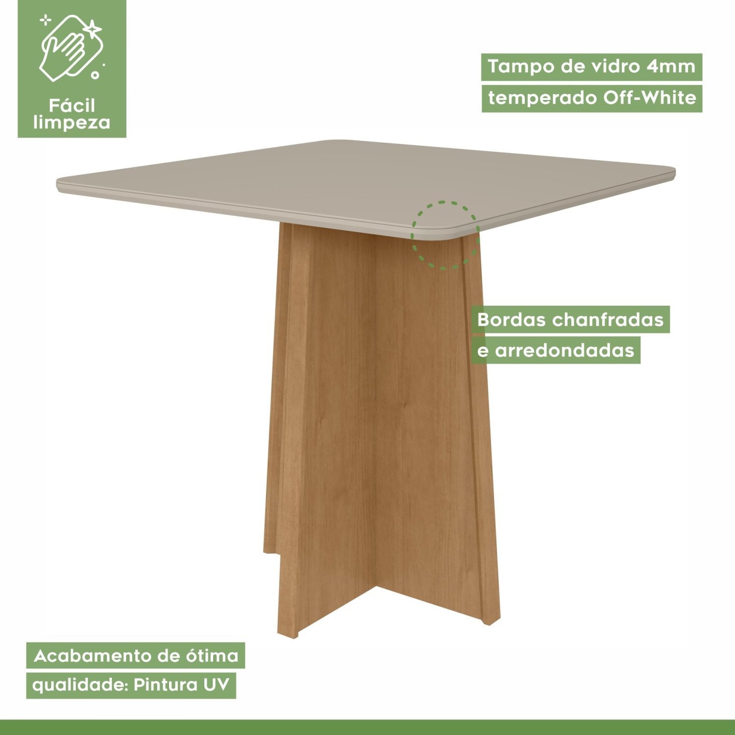 Conjunto Mesa 90cm Celebrare com Vidro e 4 Cadeiras Apogeu - 10