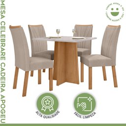 Conjunto Mesa 90cm Celebrare com Vidro e 4 Cadeiras Apogeu - 15