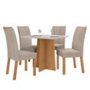 Ver imagem 2 de Conjunto Sala de Jantar 4 Lugares Quadrada Tampo Vidro/MDF Mesa Celebrare com Cadeiras Apogeu Bege Amêndoa Clean/Off White/Bege