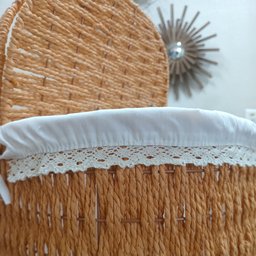 Cesta Piquenique Fibra 38x40x19cm Natural Decorativa Organizador - 6
