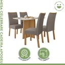 Ver imagem 3 de Conjunto Sala de Jantar 4 Lugares Retangular Tampo Vidro/MDF 120cm Mesa Celebrare Cadeiras Apogeu Bege Amêndoa Clean/Off White/Bege