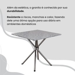 Conjunto Sala de Jantar Mesa Quadrada 75x75cm Tampo Granito Ocre 4 Cadeiras Linda Yescasa - 8