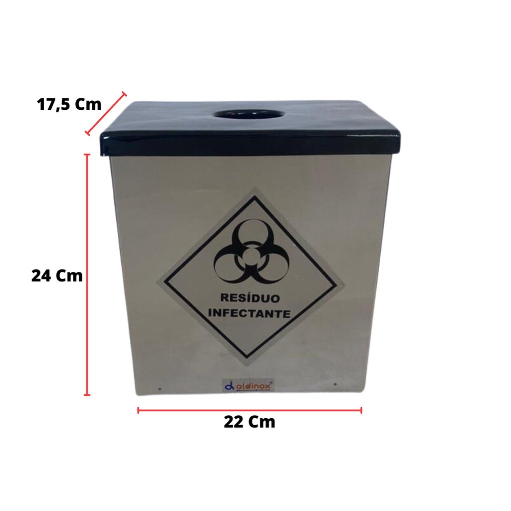 Porta Coletor para Caixa de Material Perfurocortante Lixeira Inox 7 Litros - 2