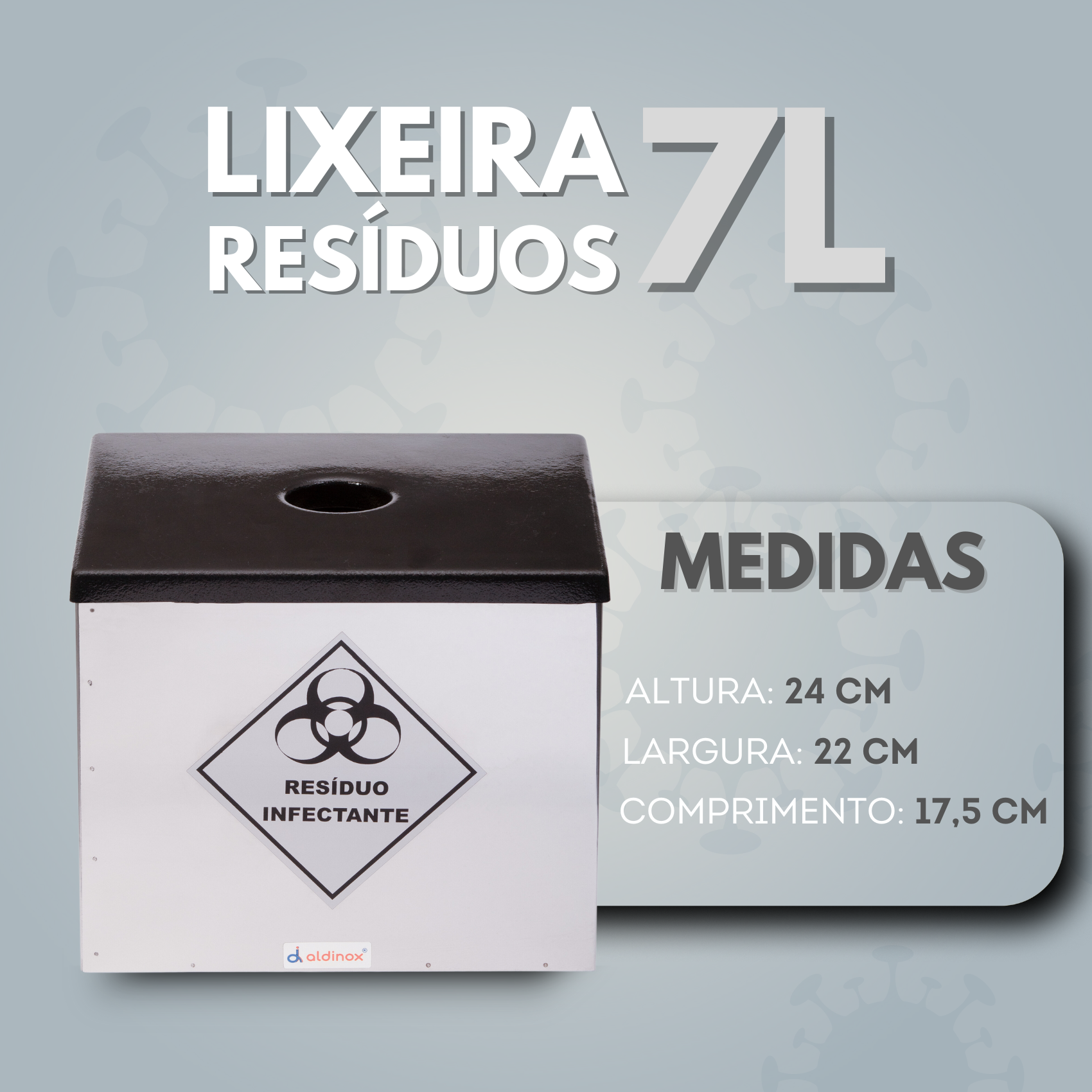 Porta Coletor para Caixa de Material Perfurocortante Lixeira Inox 7 Litros - 3