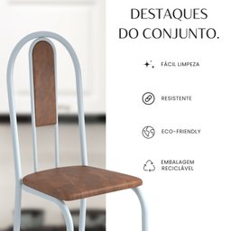 Conjunto Sala de Jantar Mesa Quadrada 75x75cm Tampo Granito Ocre 4 Cadeiras Linda Yescasa - 10