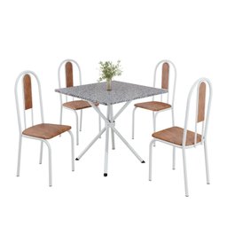 Conjunto Sala de Jantar Mesa Quadrada 75x75cm Tampo Granito Ocre 4 Cadeiras Linda Yescasa - 2