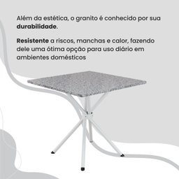 Conjunto Sala de Jantar Mesa Quadrada 75x75cm Tampo Granito Ocre 4 Cadeiras Linda Yescasa - 8