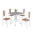 Ver imagem 2 de Conjunto Sala de Jantar Mesa Quadrada 75x75cm Tampo Granito Ocre 4 Cadeiras Linda Yescasa Branco/Marrom