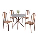 Ver imagem 2 de Conjunto Sala de Jantar Mesa Redonda 75cm Tampo Granito Ocre 4 Cadeiras Linda Yescasa