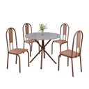 Ver imagem 2 de Conjunto Sala de Jantar Mesa Redonda 75cm Tampo Granito Ocre 4 Cadeiras Linda Yescasa Marrom