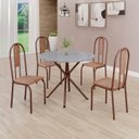 Ver imagem 1 de Conjunto Sala de Jantar Mesa Redonda 75cm Tampo Granito Ocre 4 Cadeiras Linda Yescasa Marrom