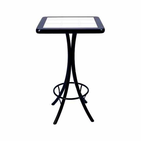 Mesa Bistrô Azulejo Branco Quadrado - Preto