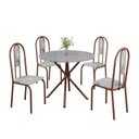 Ver imagem 2 de Conjunto Sala de Jantar Mesa Redonda 75cm Tampo Granito Ocre 4 Cadeiras Linda Yescasa Marrom/Paraopeba