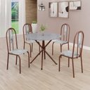 Ver imagem 1 de Conjunto Sala de Jantar Mesa Redonda 75cm Tampo Granito Ocre 4 Cadeiras Linda Yescasa