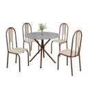 Ver imagem 2 de Conjunto Sala de Jantar Mesa Redonda 75cm Tampo Granito Ocre 4 Cadeiras Linda Yescasa Marrom/Creme