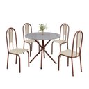 Ver imagem 2 de Conjunto Sala de Jantar Mesa Redonda 75cm Tampo Granito Ocre 4 Cadeiras Linda Yescasa