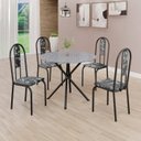 Ver imagem 1 de Conjunto Sala de Jantar Mesa Redonda 75cm Tampo Granito Ocre 4 Cadeiras Linda Yescasa