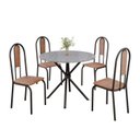 Ver imagem 2 de Conjunto Sala de Jantar Mesa Redonda 75cm Tampo Granito Ocre 4 Cadeiras Linda Yescasa