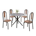 Ver imagem 2 de Conjunto Sala de Jantar Mesa Redonda 75cm Tampo Granito Ocre 4 Cadeiras Linda Yescasa Preto/Marrom/Fosco