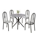 Ver imagem 2 de Conjunto Sala de Jantar Mesa Redonda 75cm Tampo Granito Ocre 4 Cadeiras Linda Yescasa